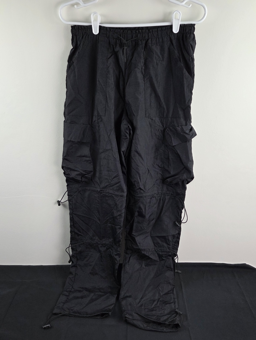 Green Goddess Cargo Pants Womens M Black Drawstring Extreme Lightweight Nylon